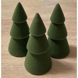 New Fuzzy Green Ceramic 3 tiered set of Mini Trees Christmas Decor Target